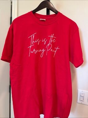 Comfort Colors Red Tee with White Script "This is the Turning Point"